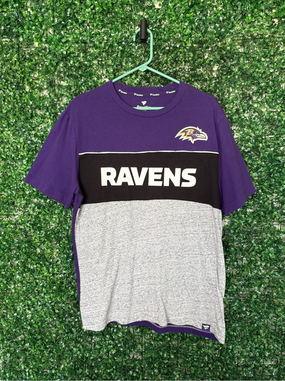 Fanatics Purple Black Gray Baltimore Ravens Colorblock Tee